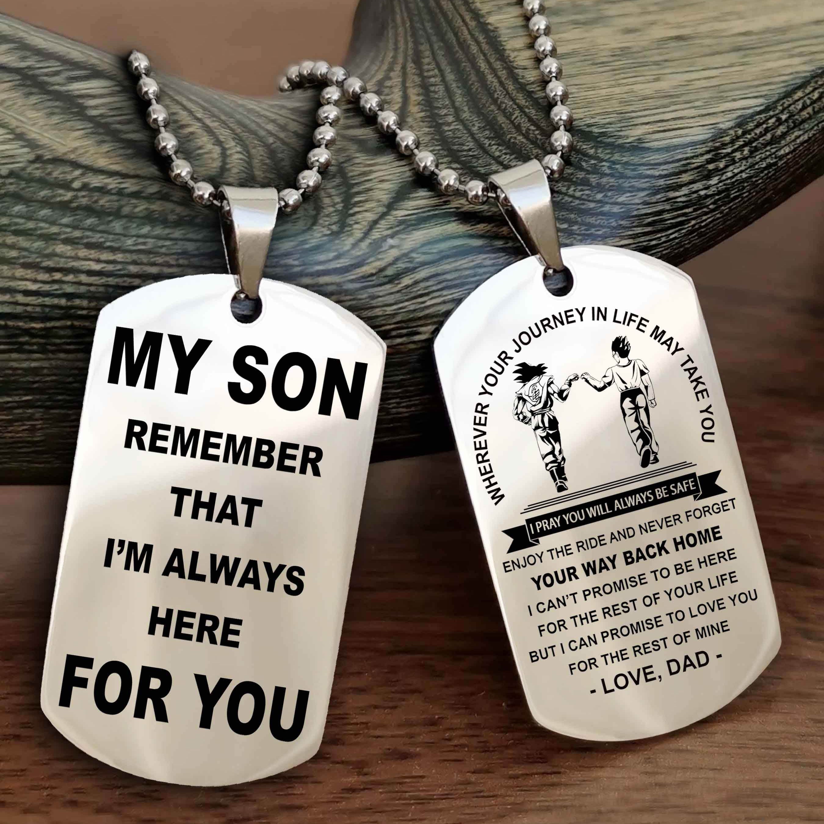 DRB Double Sided Dog Tag My Son Remember That I'm Always Here For You - Enjoy The Ride And Never Forget Your Way Back Home