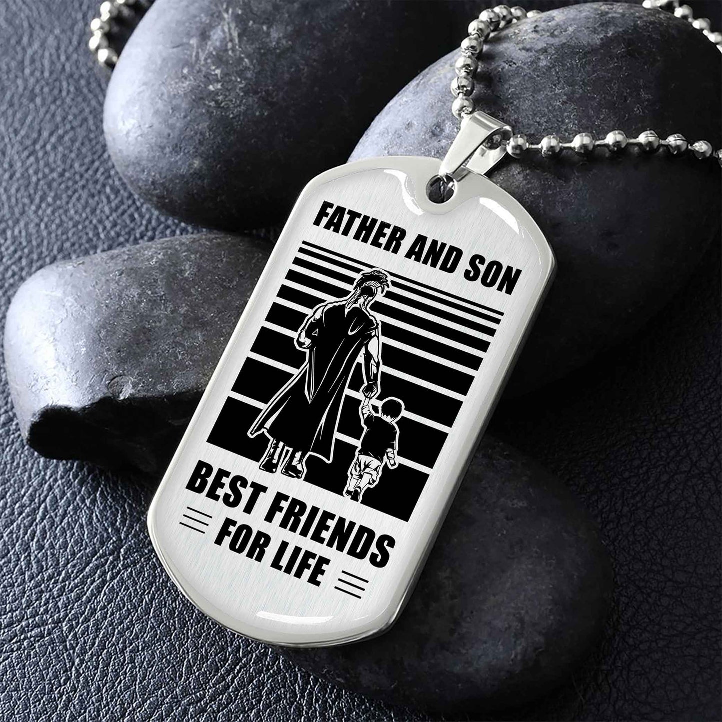 GK_GH Military Chain Silver Plated 18K Gold Plated Father And Son Best Friend For Life Gift For Your Son