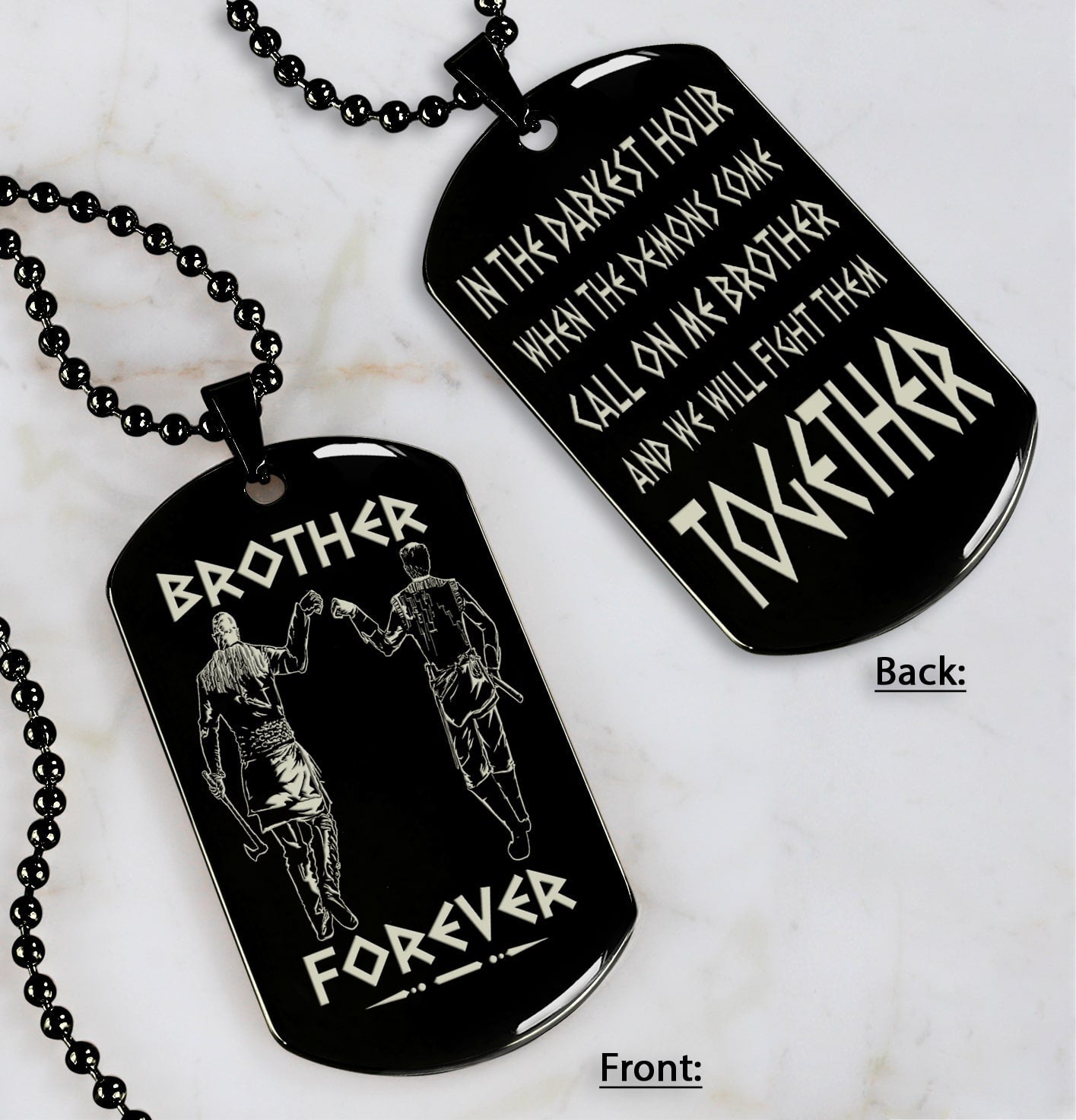 Biker customizable engraved black dog tag double sided gift from brother, brother forever