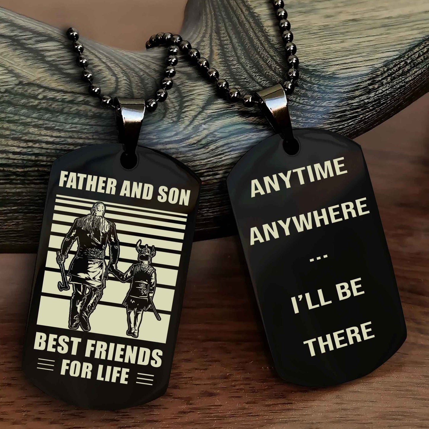 Teenager Viking Double Side Dog Tag Father And Son Best Friends For Life From Dad To Son With Message On The Back Gift For Your Son