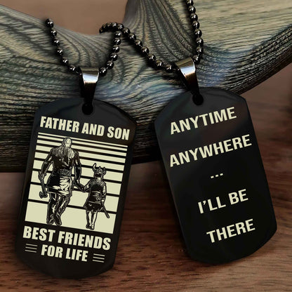 Teenager Viking Double Side Dog Tag Father And Son Best Friends For Life From Dad To Son With Message On The Back Gift For Your Son