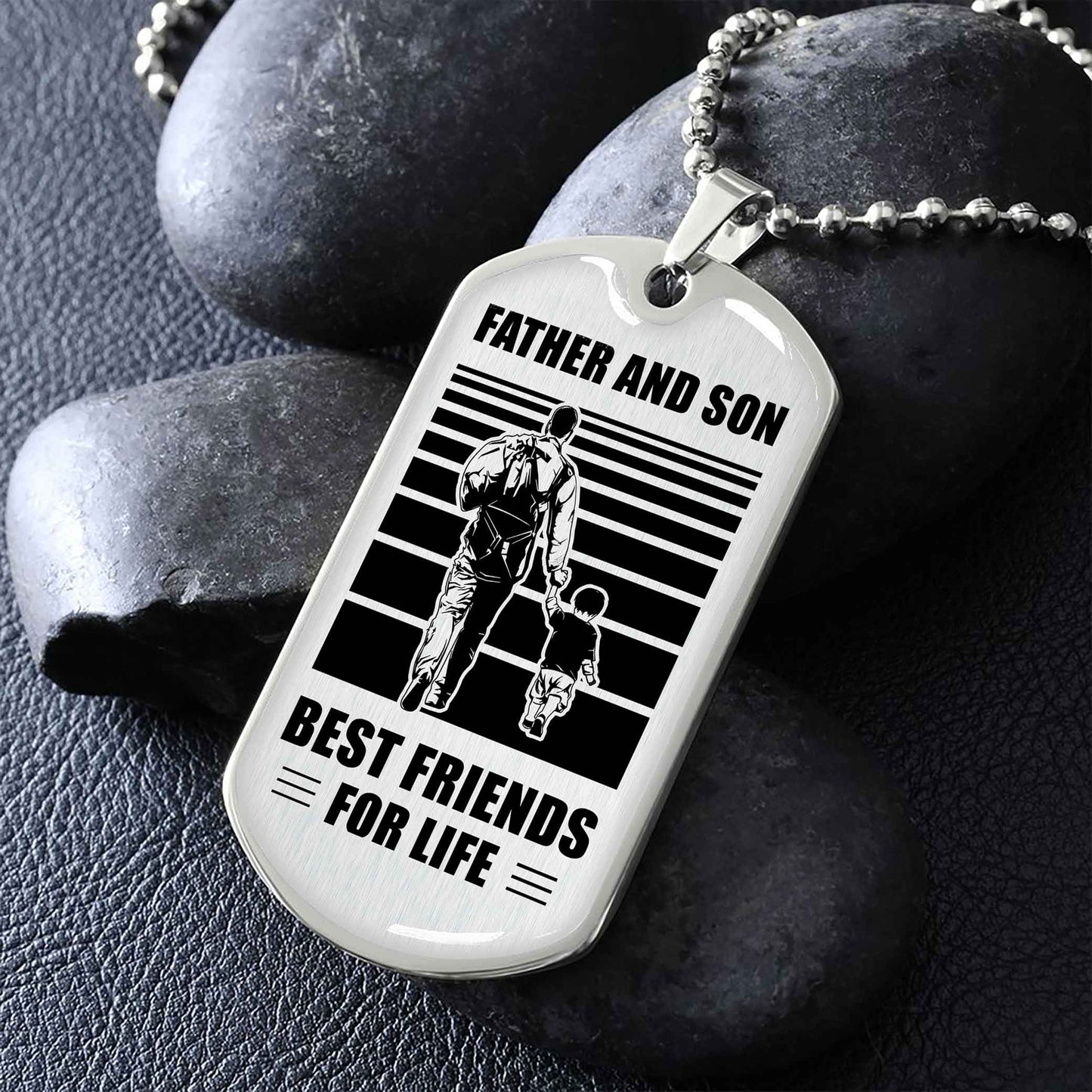 GK_GH Military Chain Silver Plated 18K Gold Plated Father And Son Best Friend For Life Gift For Your Son