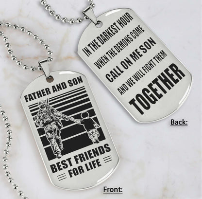 Cowboy Personalized Double Sided Dog Tag Call On Me Son And We Will Fight Them Together Gifts For Your Son From Dad