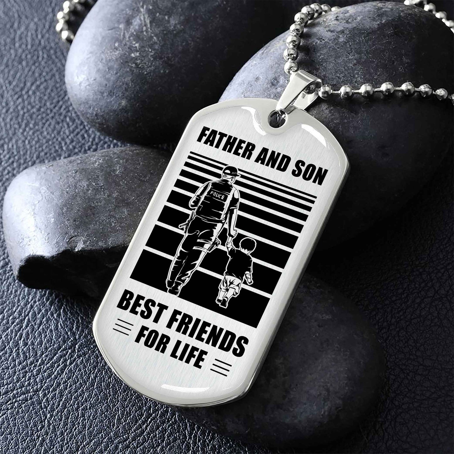 GK_GH Military Chain Silver Plated 18K Gold Plated Father And Son Best Friend For Life Gift For Your Son