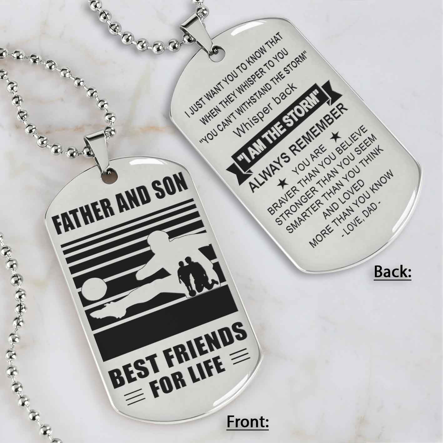 Silver Version Basketball Personalized Double Sided Dog Tag Father And Son Best Friends For Life  Message on the back side