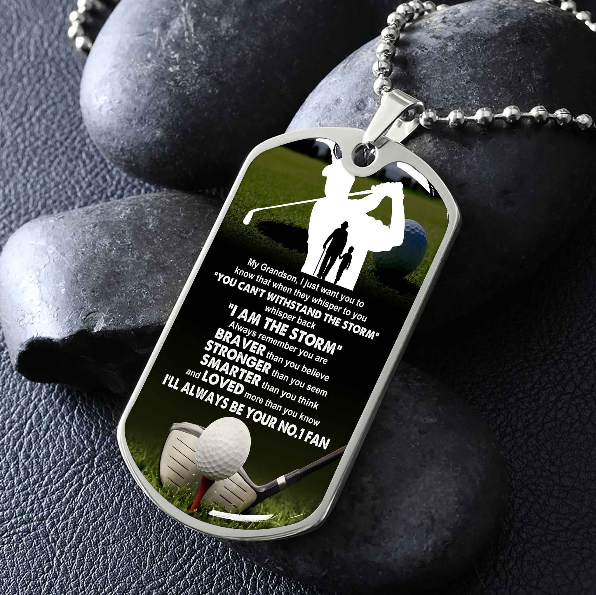 Sport Military Chain 18K Gold Plated Silver Plated To My Grandson From Grandpa Motivation Message I Will Always Be Your No 1 Fan