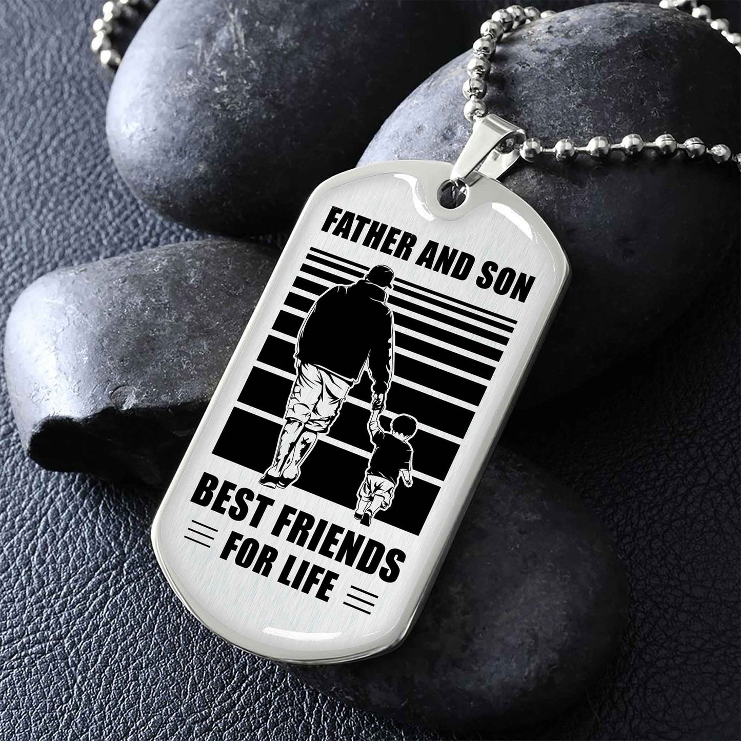 GK_GH Military Chain Silver Plated 18K Gold Plated Father And Son Best Friend For Life Gift For Your Son