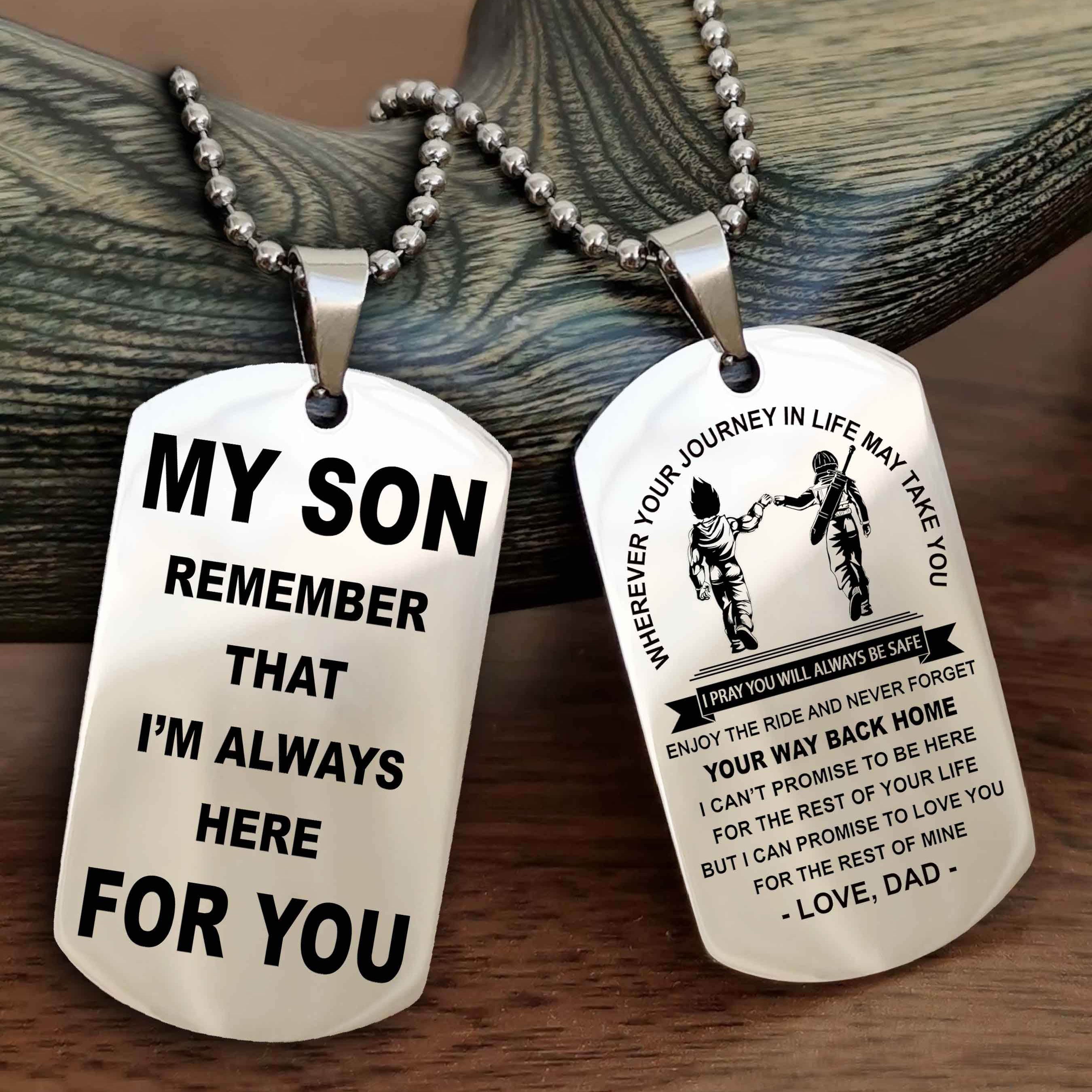 DRB Double Sided Dog Tag My Son Remember That I'm Always Here For You - Enjoy The Ride And Never Forget Your Way Back Home