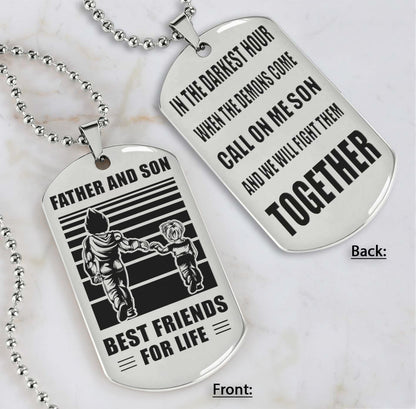 Cowboy Personalized Double Sided Dog Tag Call On Me Son And We Will Fight Them Together Gifts For Your Son From Dad