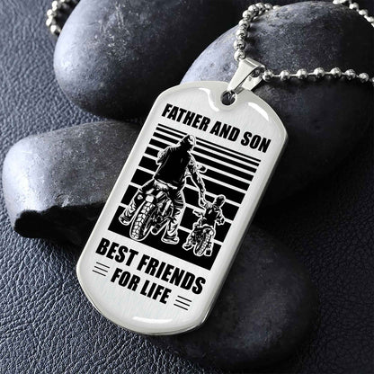 GK_GH Military Chain Silver Plated 18K Gold Plated Father And Son Best Friend For Life Gift For Your Son