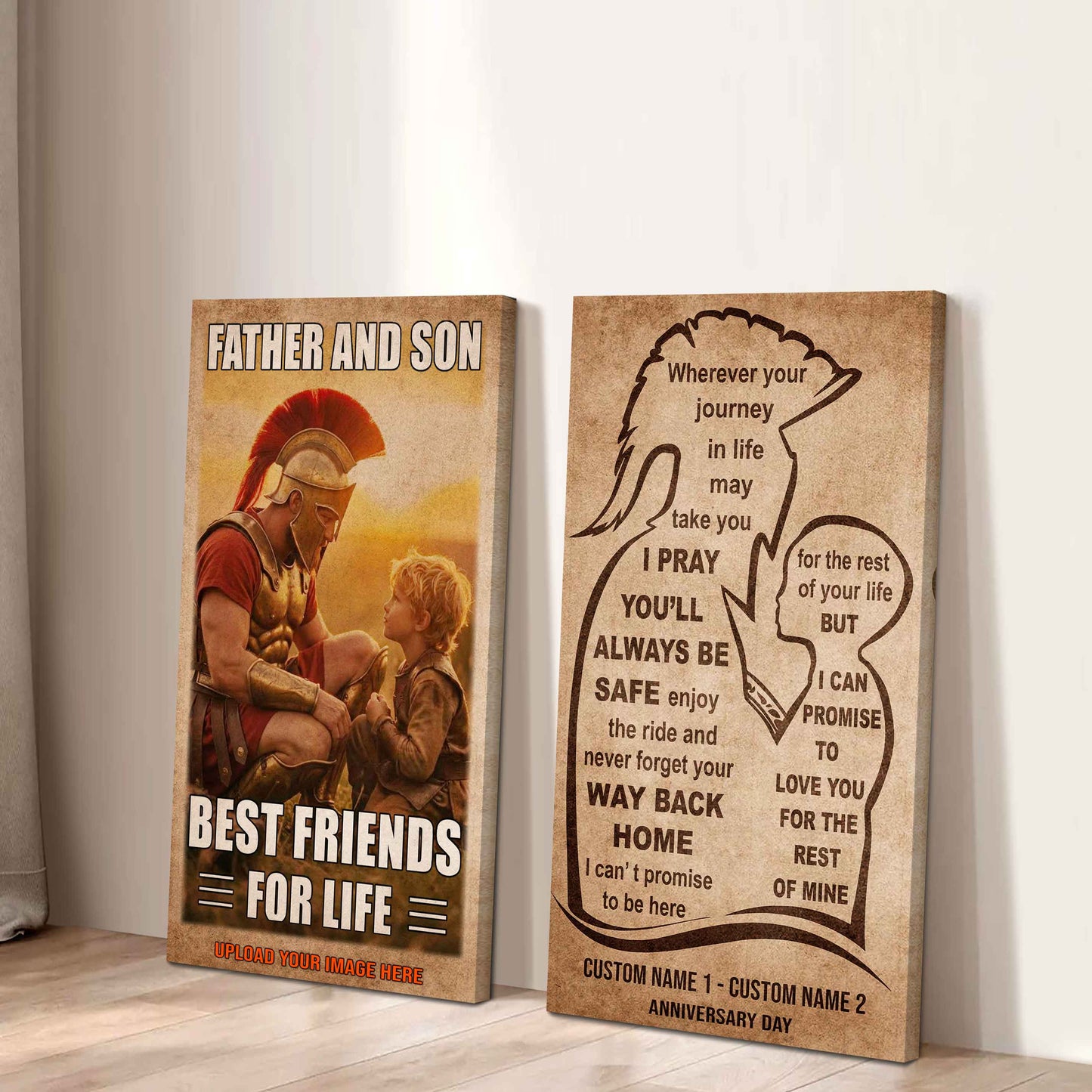 Spartan Canvas Set Father And Son Best Friend For Life - With Message Quotes