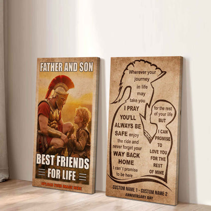 Spartan Canvas Set Father And Son Best Friend For Life - With Message Quotes