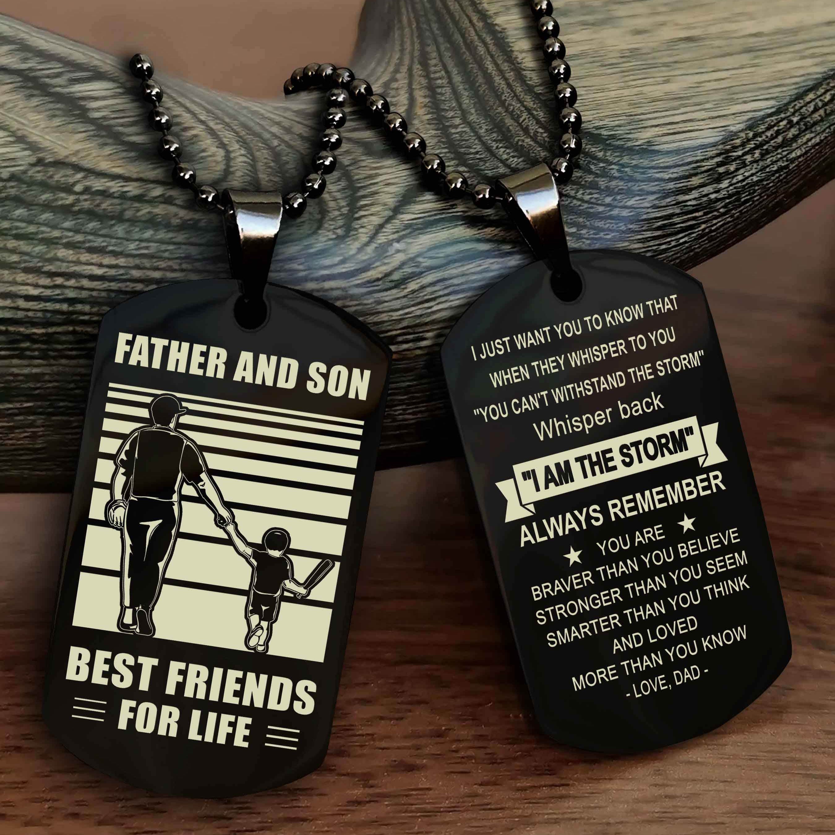 Cowboy Personalized Double Sided Dog Tag To My Son I Love You - Whisper Back I'm The Storm