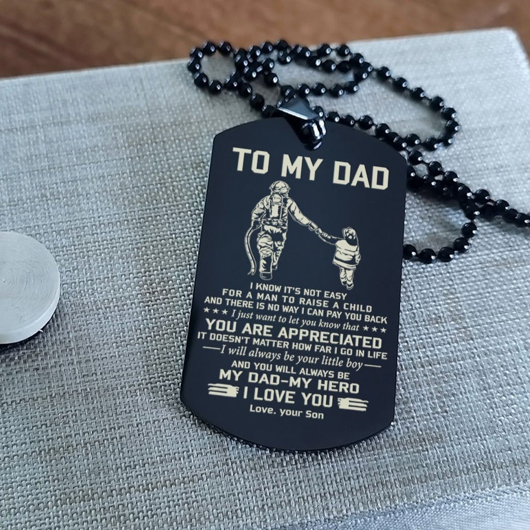 To My Dad One Side Engrave Dog Tag Gift For Your Dad Your Father