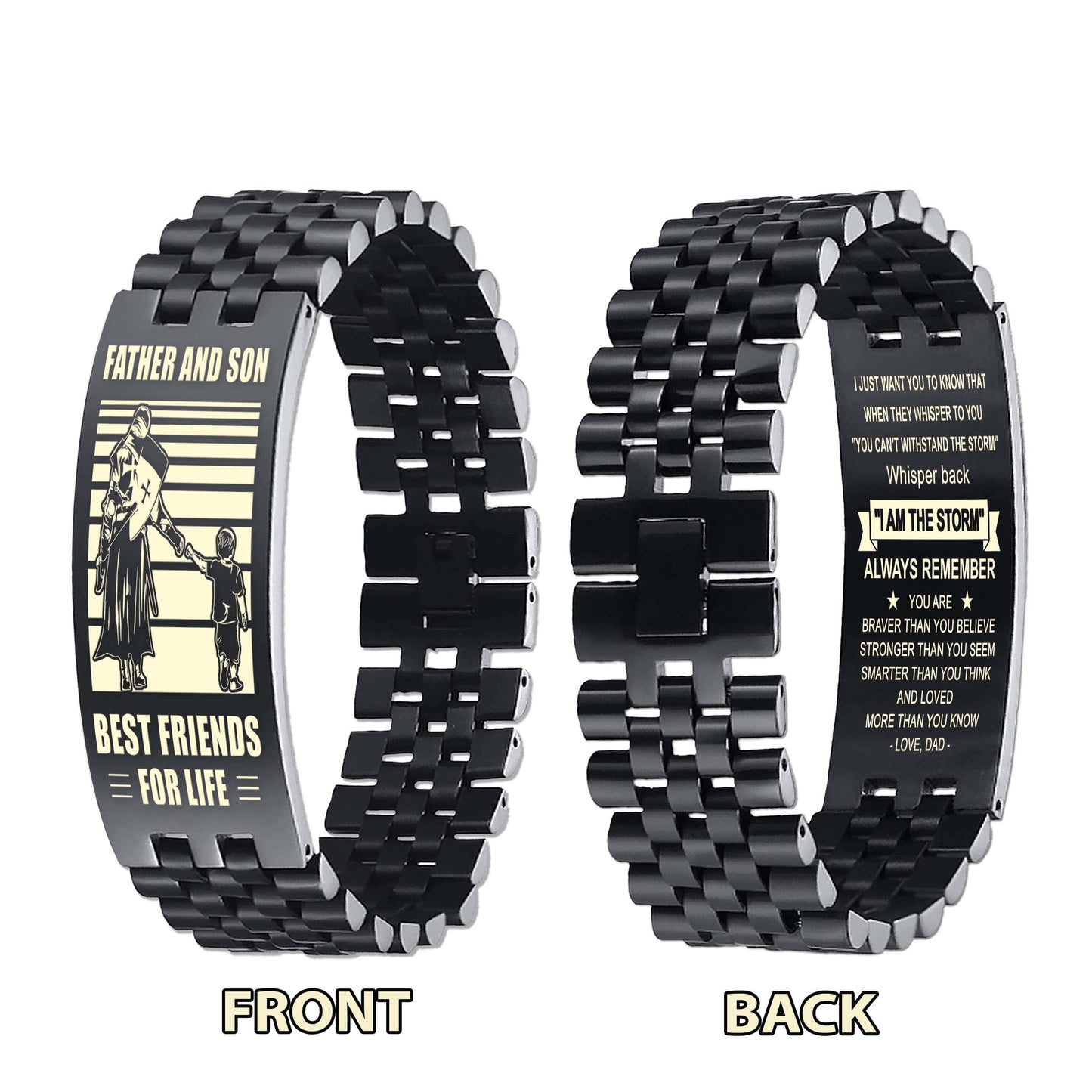 Viking ANT Personalized Double Sided Bracelet Father And Son Best Friends For Life - Message on the back side