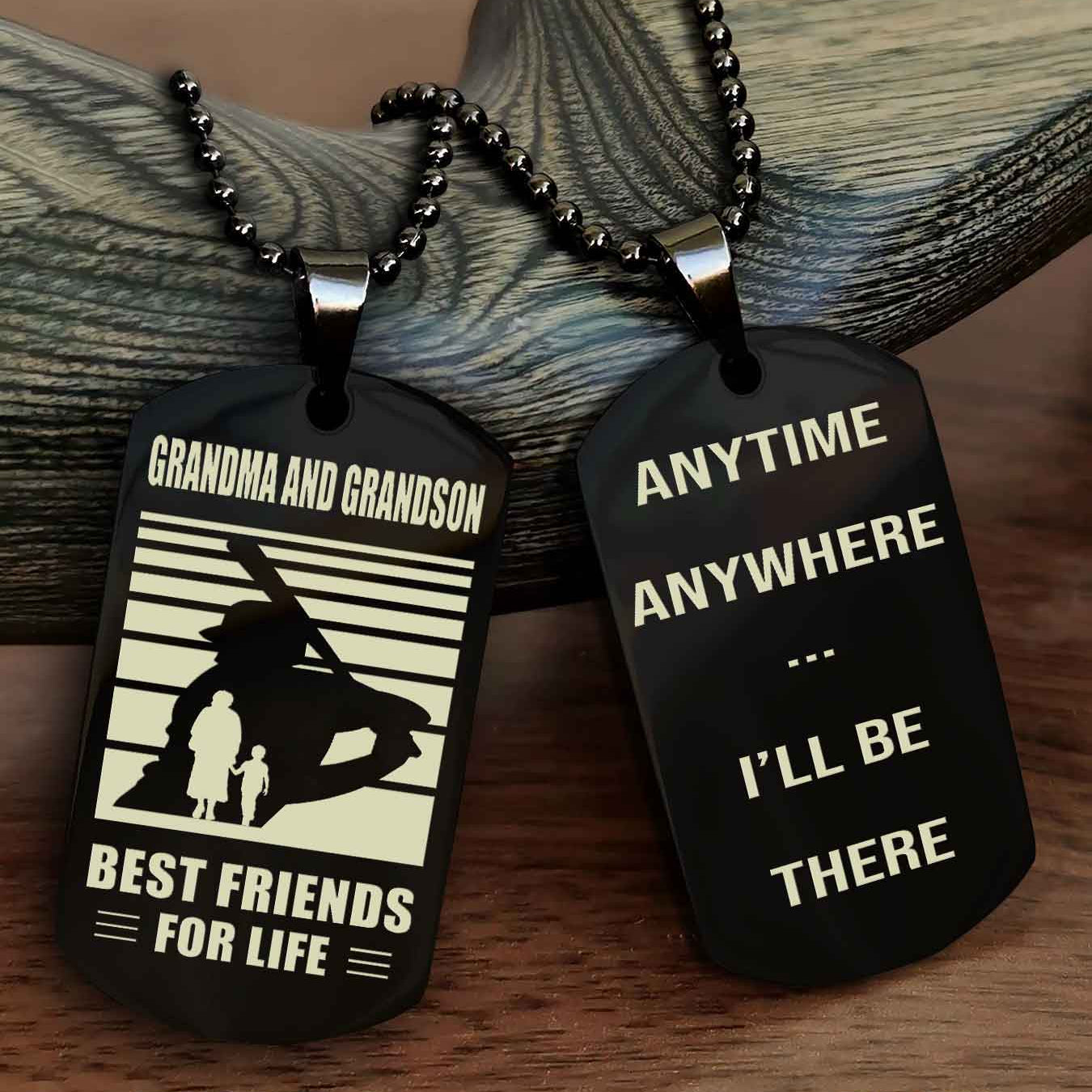 Sport Personalized Double Sided Dog Tag Grandpa And Grandson Best Friend For Life - Anytime Anywhere I Will Be There