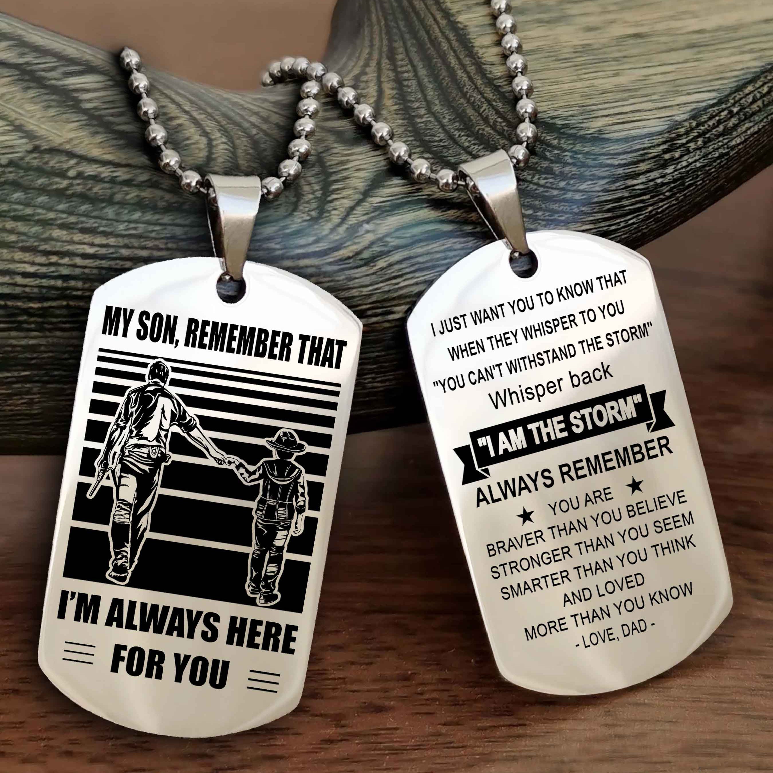 WD Personalized Double Side Dog Tag From Father To Son With Message On The Back Gift For Your Son