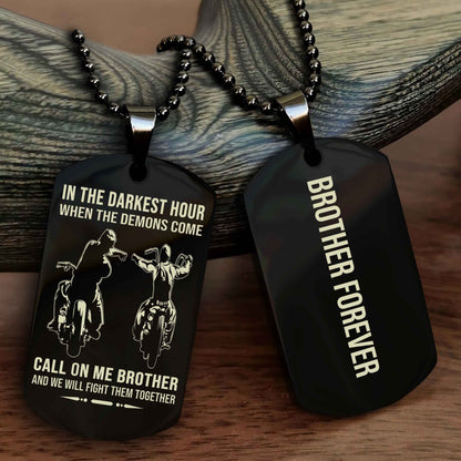 Biker Customizable engraved black dog tag double sided gift from brother, brother forevers