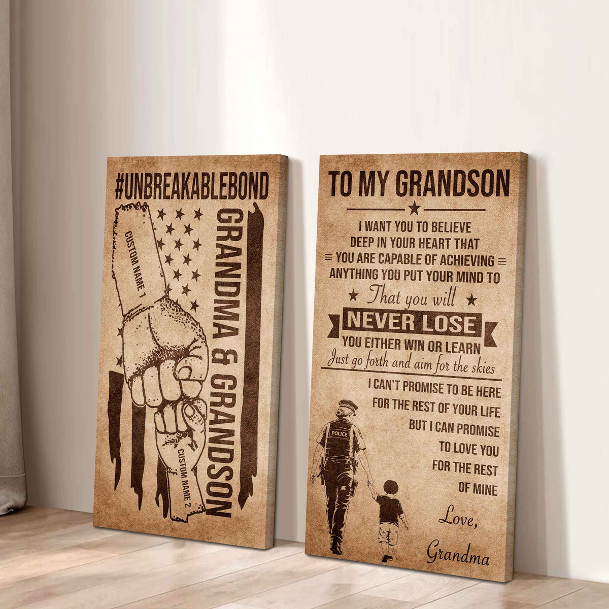 Unbreakable Bond Canvas Set Grandma And Grandson You Will Never Lose You Either Win Or Learn