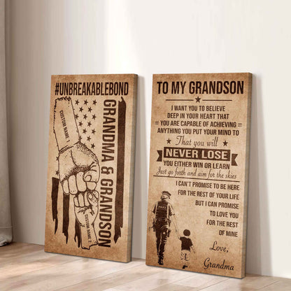 Unbreakable Bond Canvas Set Grandma And Grandson You Will Never Lose You Either Win Or Learn