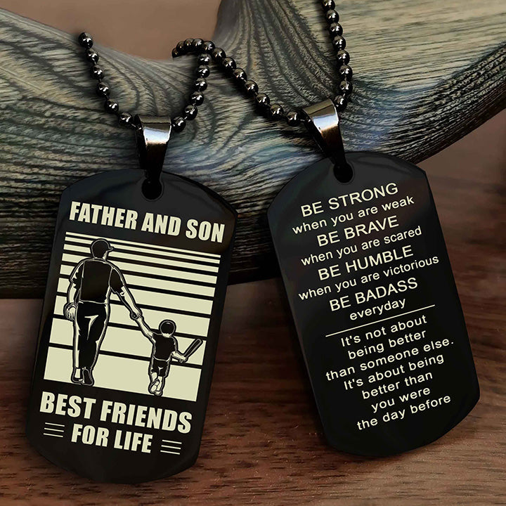 Cowboy Personalized Double Sided Dog Tag To My Son I Love You - Be Strong When You Are Weak Gift From Dad To Son