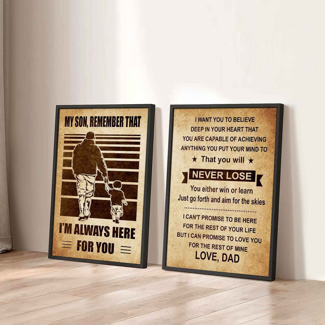 Combo 2 Sport Poster Canvas My Son Remember That - You Will Never Lose You Either Win Or Learn