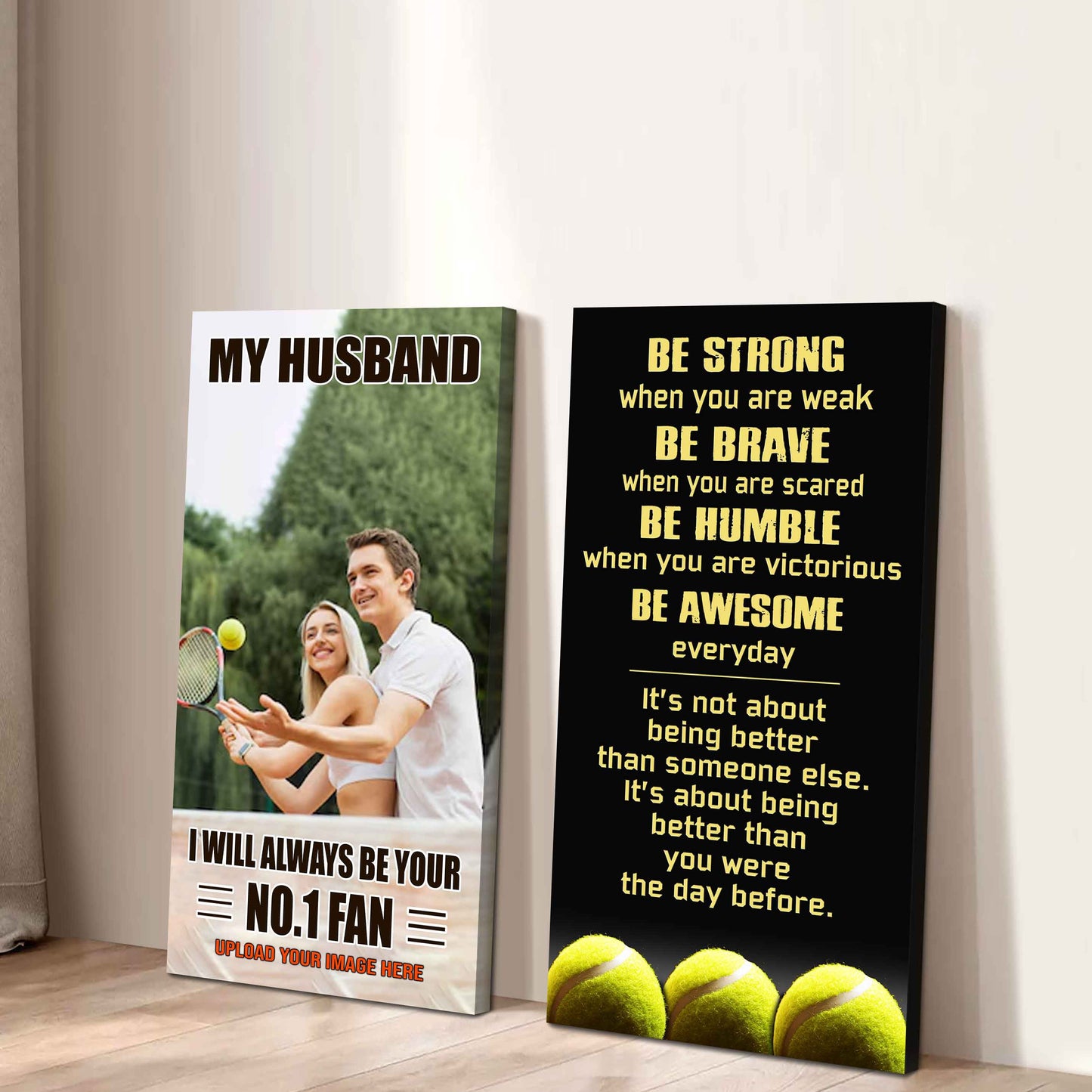 Young Sport Couple To My Husband Be Strong When You Are Weak Be Badass Everyday Set 2 Canvas Wall Art