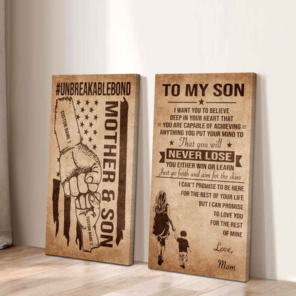 Unbreakable Bond Canvas Set Mother And Son You Will Never Lose You Either Win Or Learn