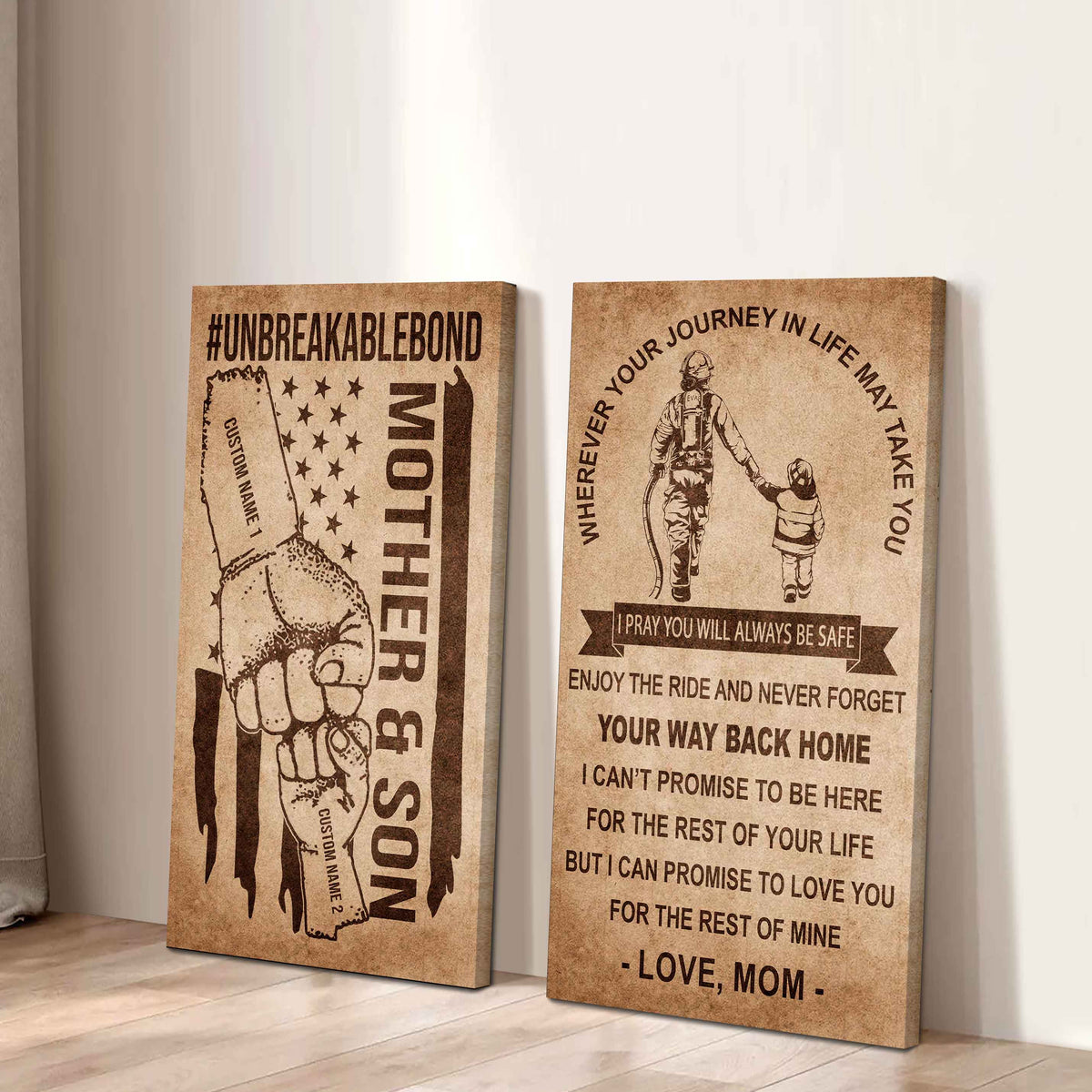 Unbreakable Bond Canvas Set Mother And Son Never Forget Your Way Back Home I Love You For The Rest Of Mine