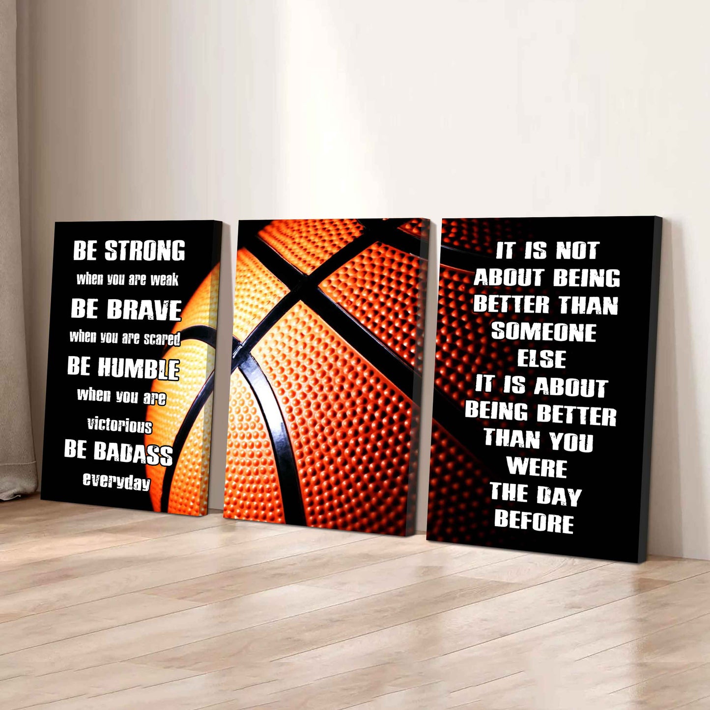 Combo 3 Sport Poster Canvas Be Strong When You Are Weak Be Badass Everyday It's About Being Better Than You Were The Day Before