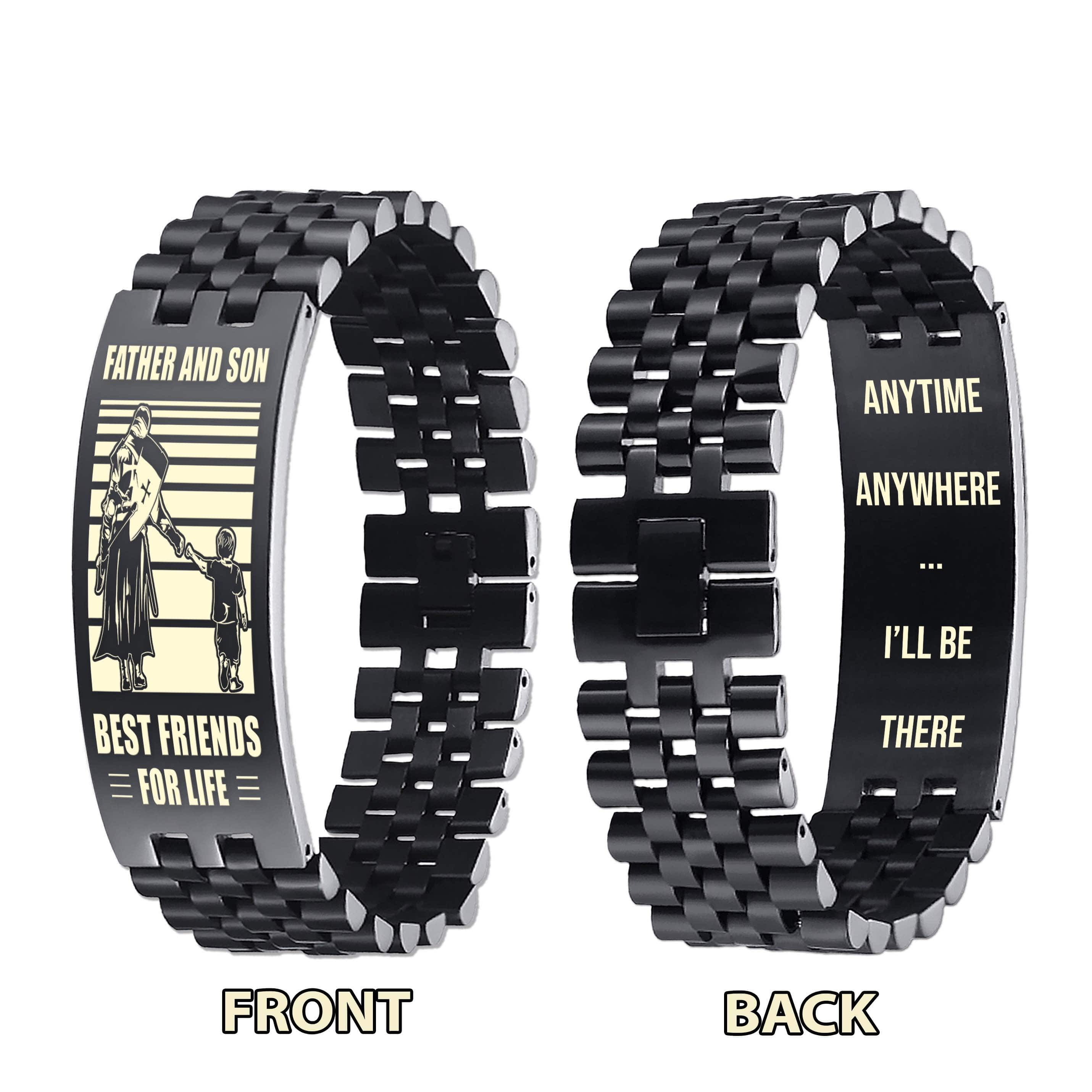 WBH Biker Personalized Double Sided Bracelet Father And Son Best Friends For Life - Message on the back side