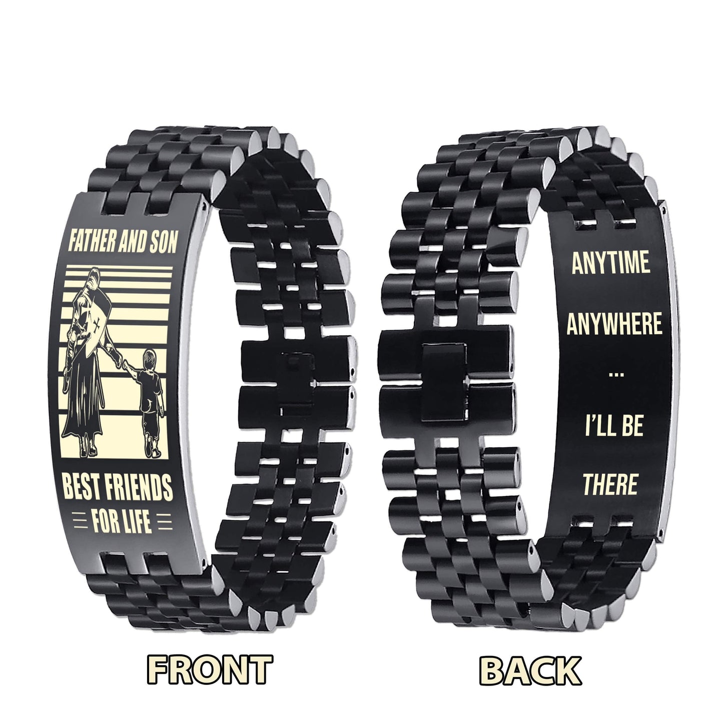 Viking NVL Personalized Double Sided Bracelet Father And Son Best Friends For Life - Message on the back side