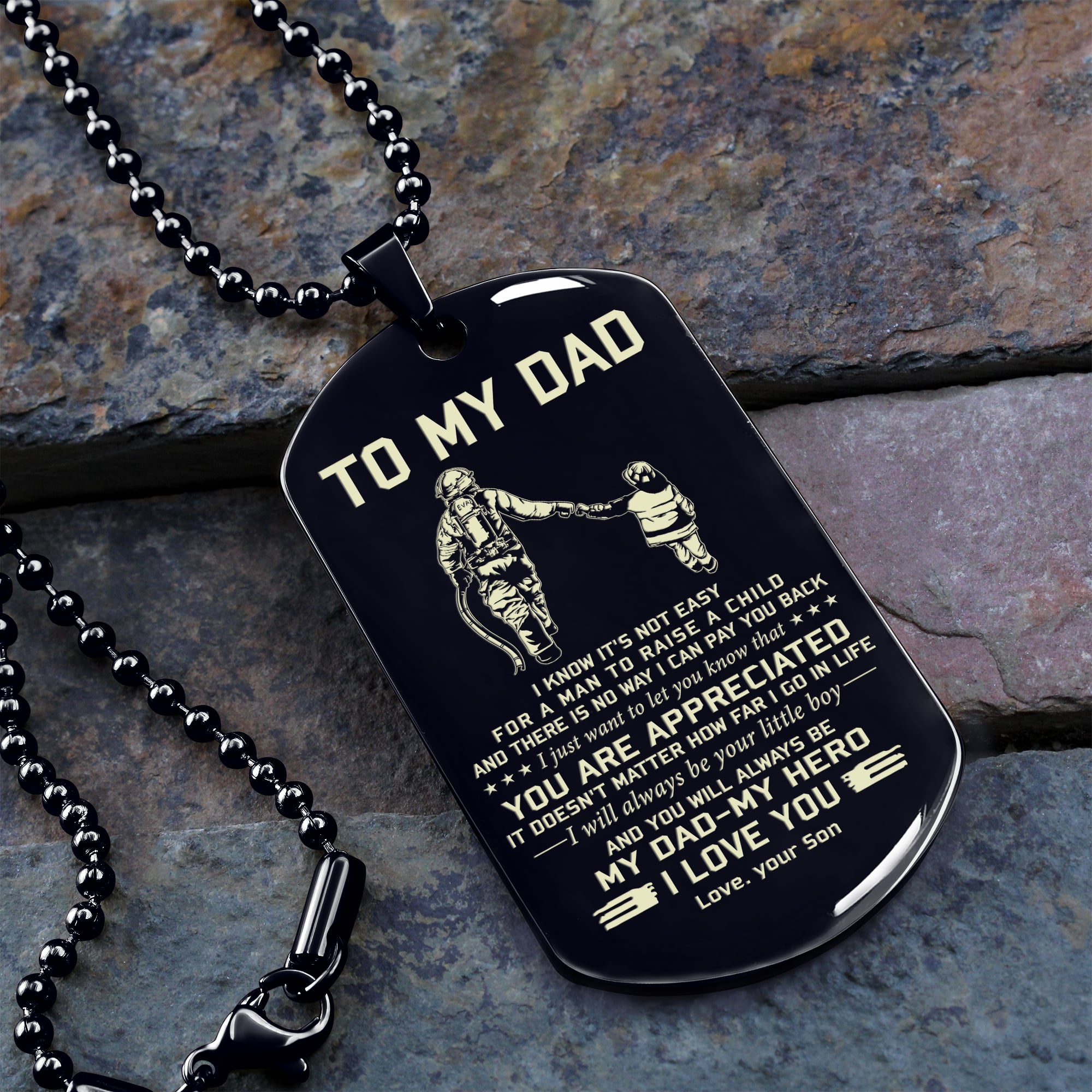 To My Dad One Side Engrave Dog Tag Gift For Your Dad Your Father