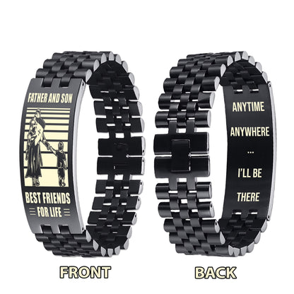 Viking Be strong-Personalized Double Sided Bracelet Father And Son Best Friends For Life - Message on the back side-Be strong