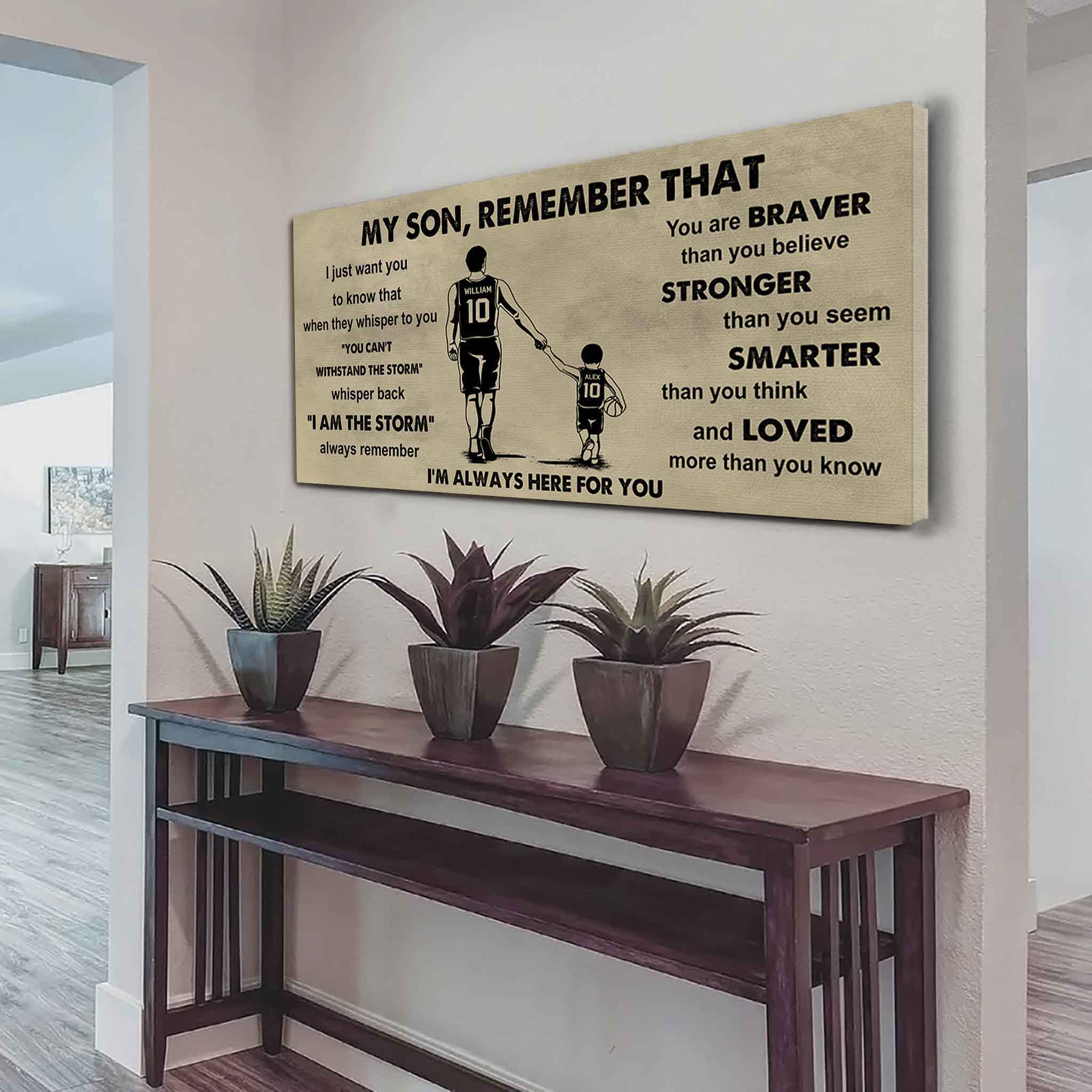 Personalized Sport Poster Canvas -  My Son Remember That Whisper Back I Am The Storm