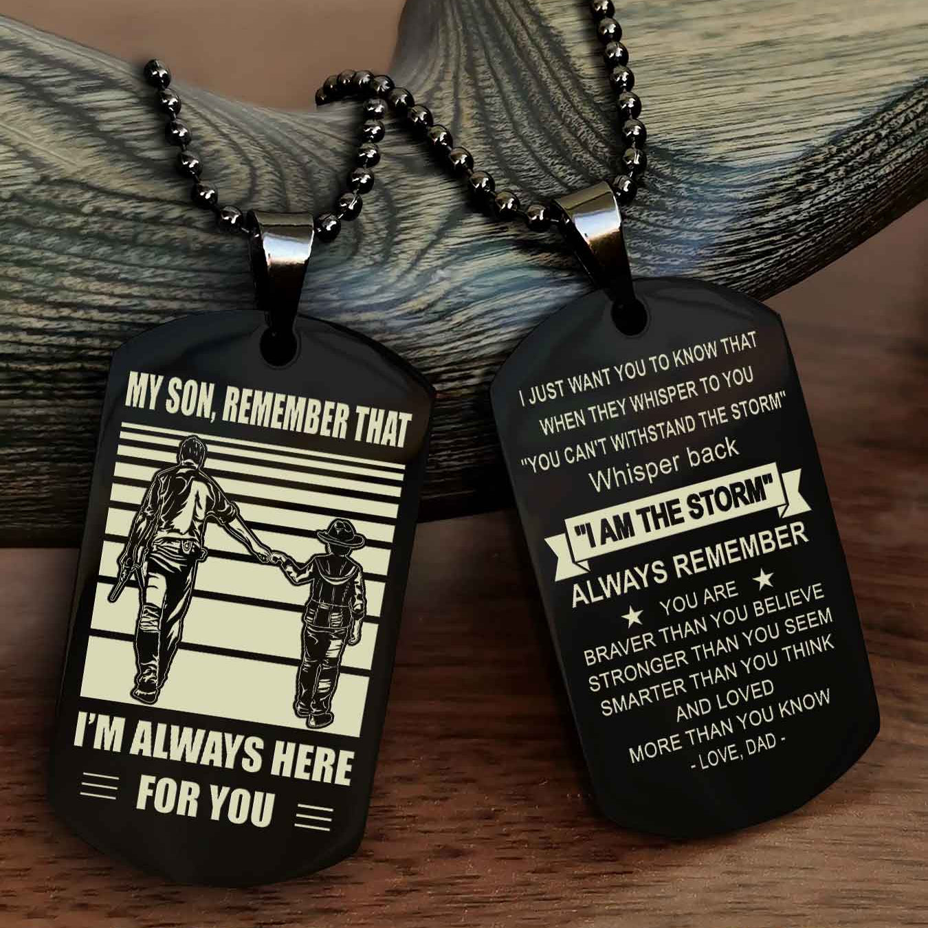 WD Personalized Double Side Dog Tag From Father To Son With Message On The Back Gift For Your Son