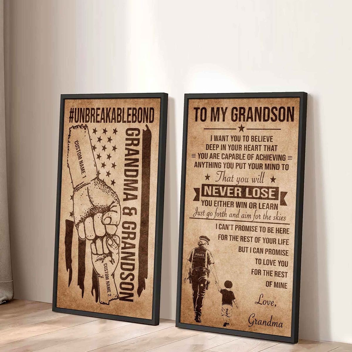 Unbreakable Bond Canvas Set Grandma And Grandson You Will Never Lose You Either Win Or Learn