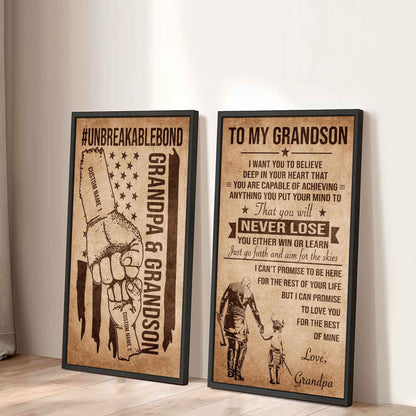 Unbreakable Bond Canvas Set Grandpa And Grandson Your Will Never Lose You Either Win Or Learn Gift For Your Grandson