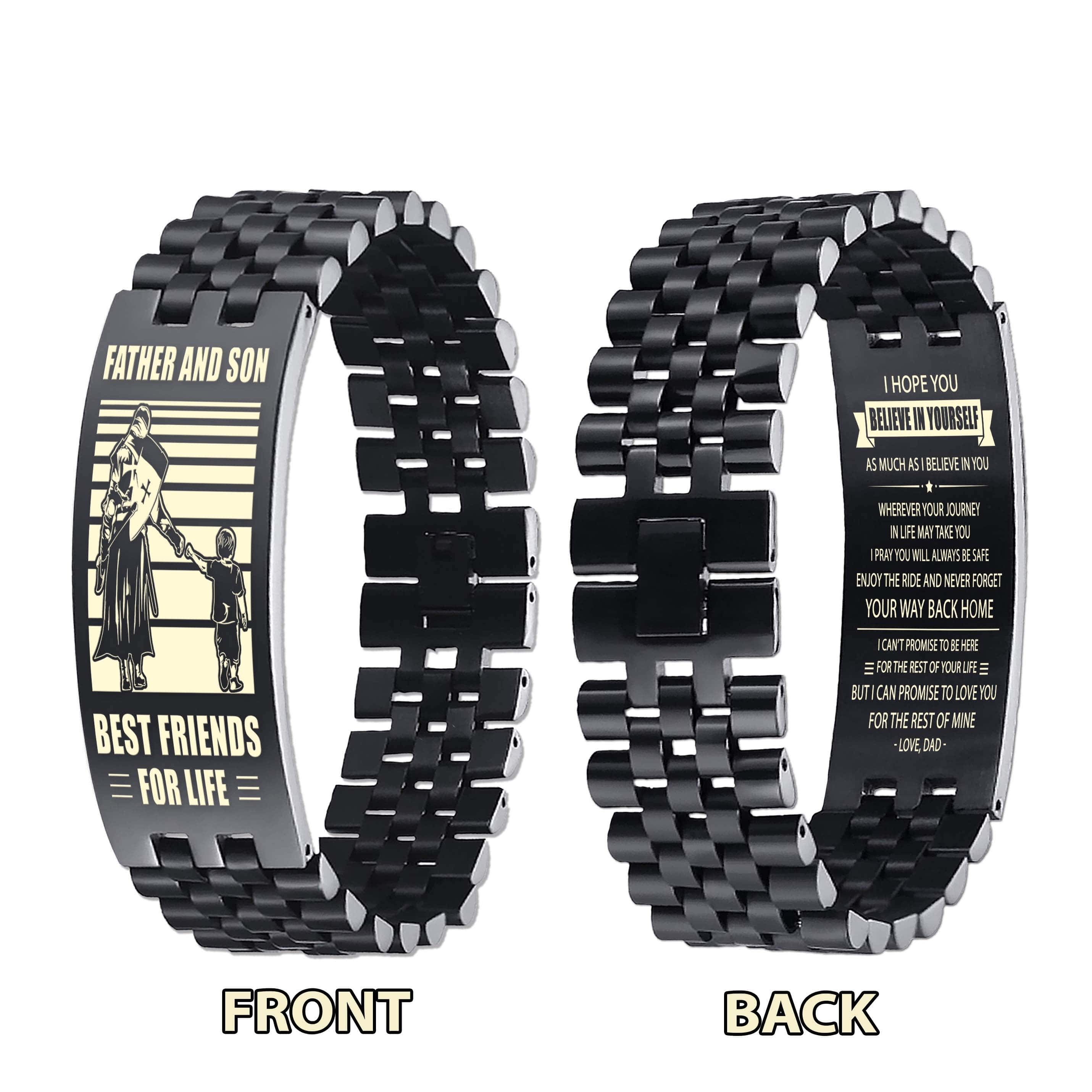 WBH Biker Personalized Double Sided Bracelet Father And Son Best Friends For Life - Message on the back side