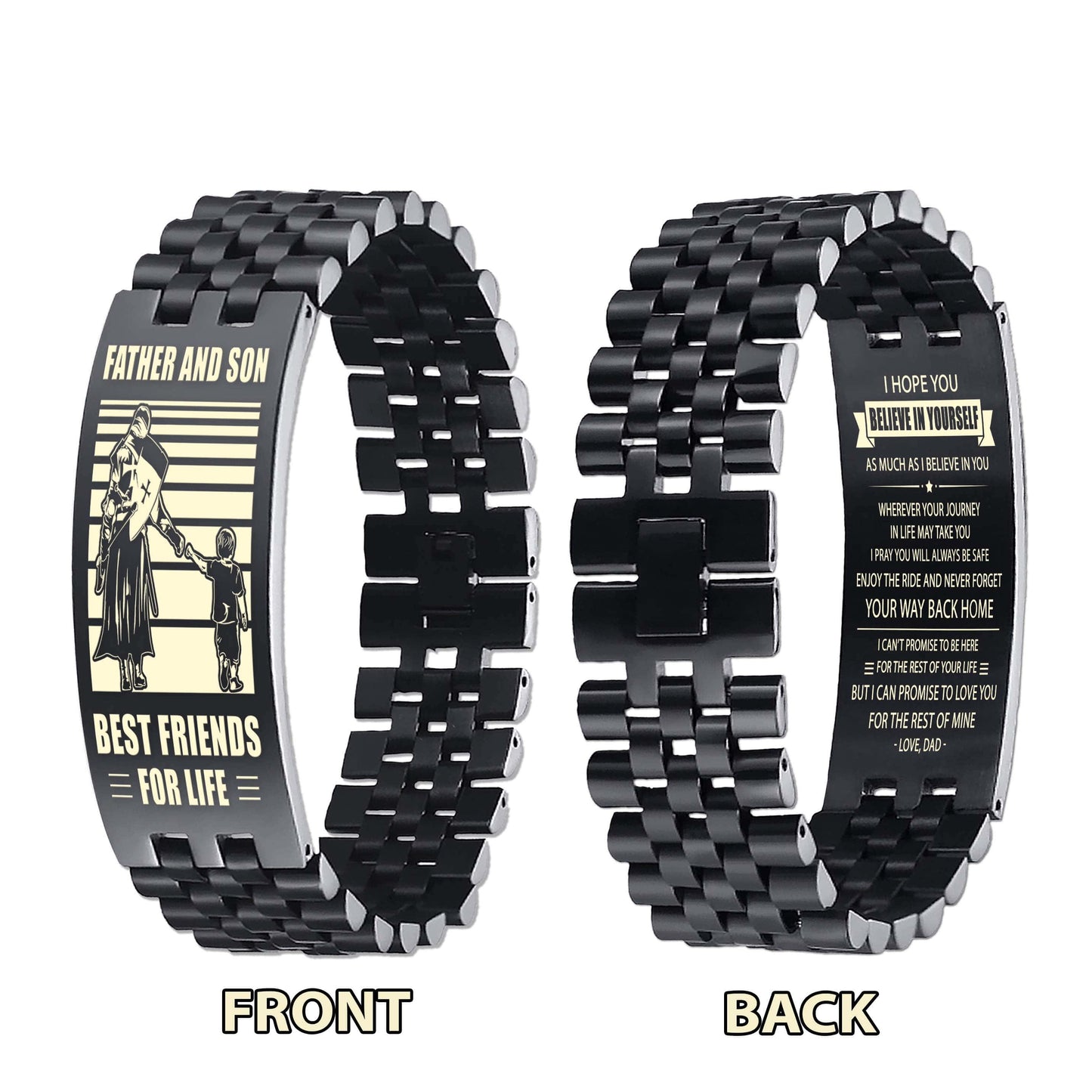 Viking ANT Personalized Double Sided Bracelet Father And Son Best Friends For Life - Message on the back side
