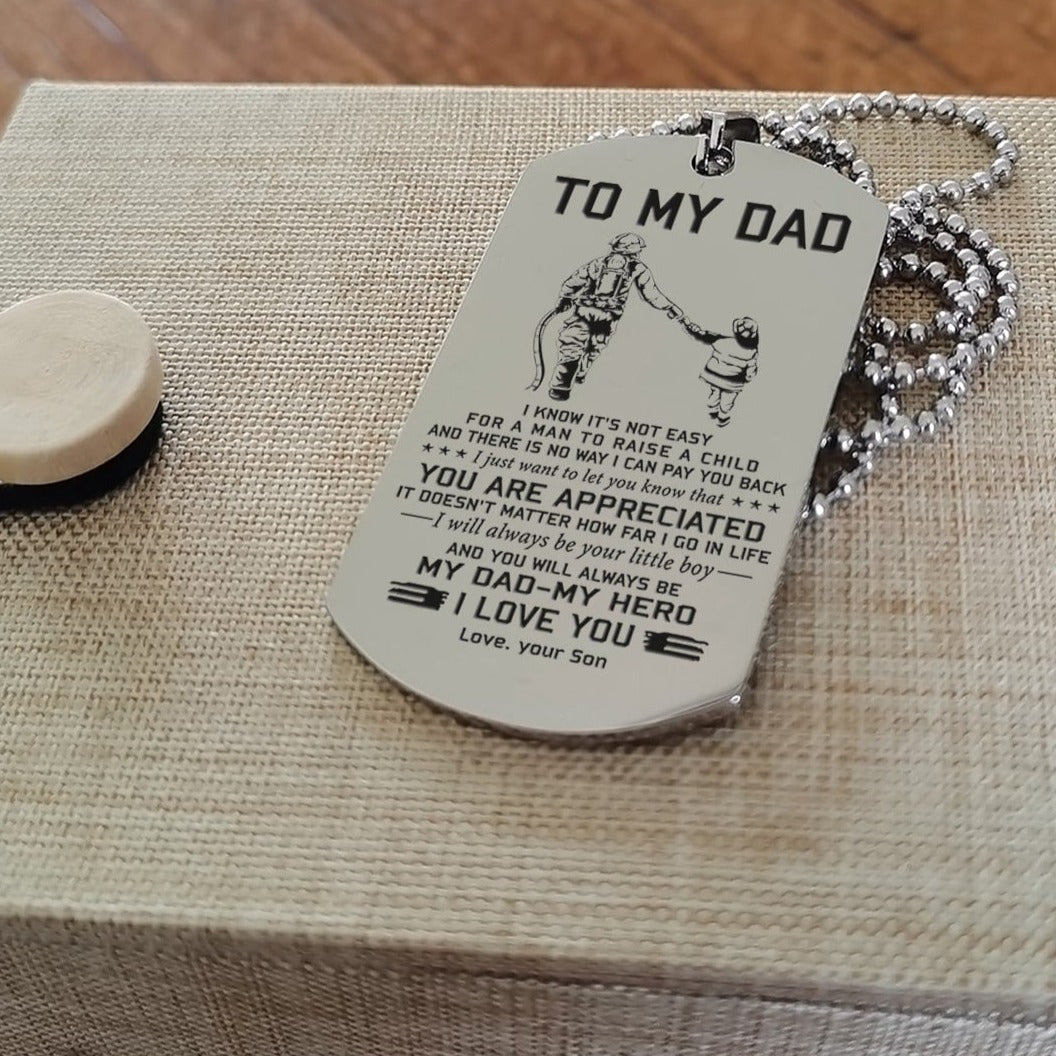 To My Dad One Side Engrave Dog Tag Gift For Your Dad Your Father