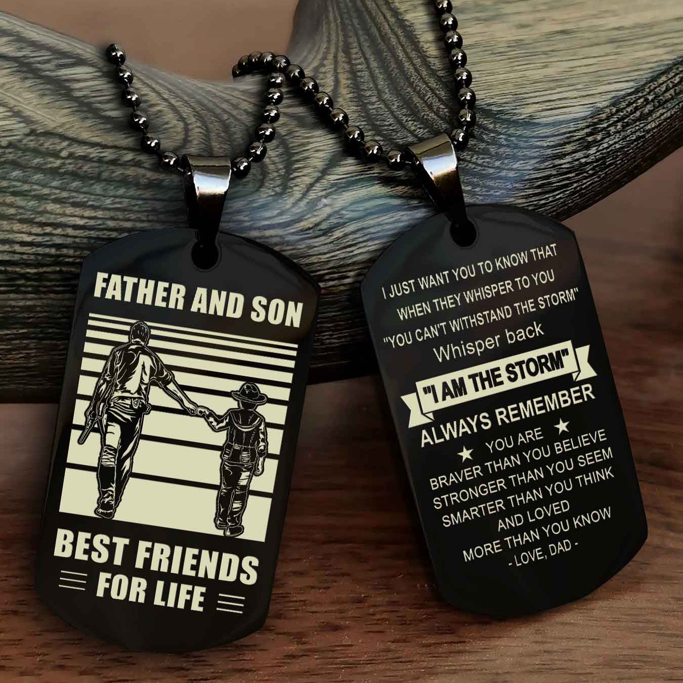 WD Personalized Double Side Dog Tag From Father To Son With Message On The Back Gift For Your Son