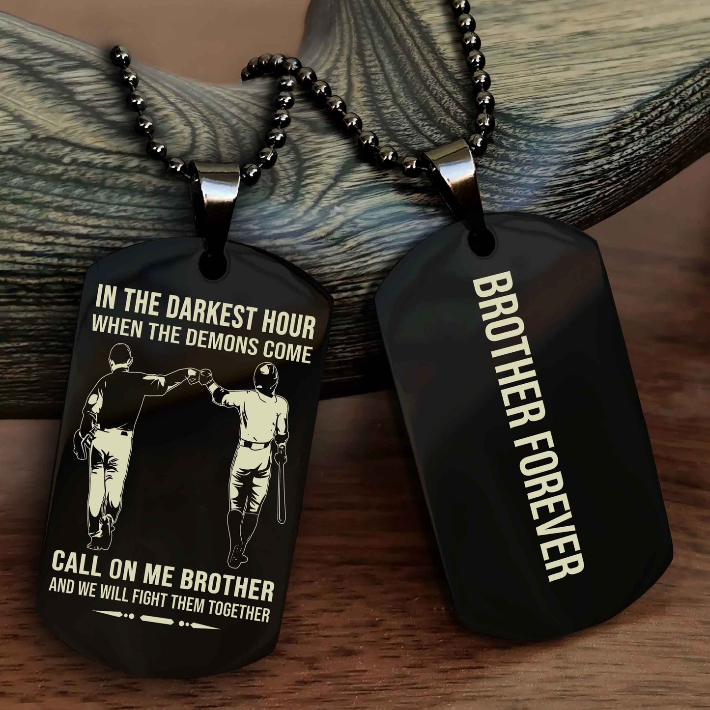 Knight Templar Customizable engraved black dog tag double sided gift from brother, brother forevers