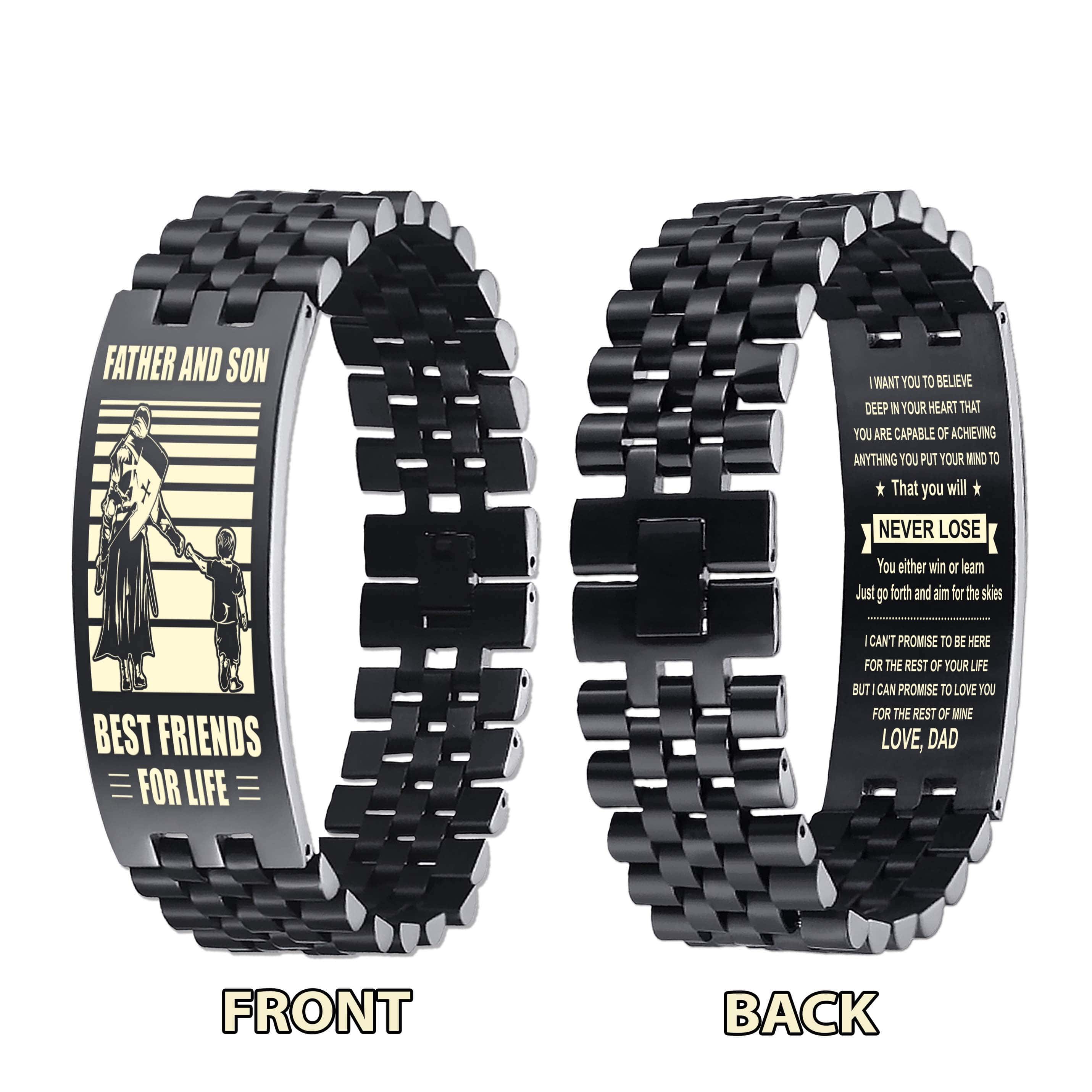 WBH Personalized Double Sided Bracelet Father And Son Best Friends For Life - Message on the back side