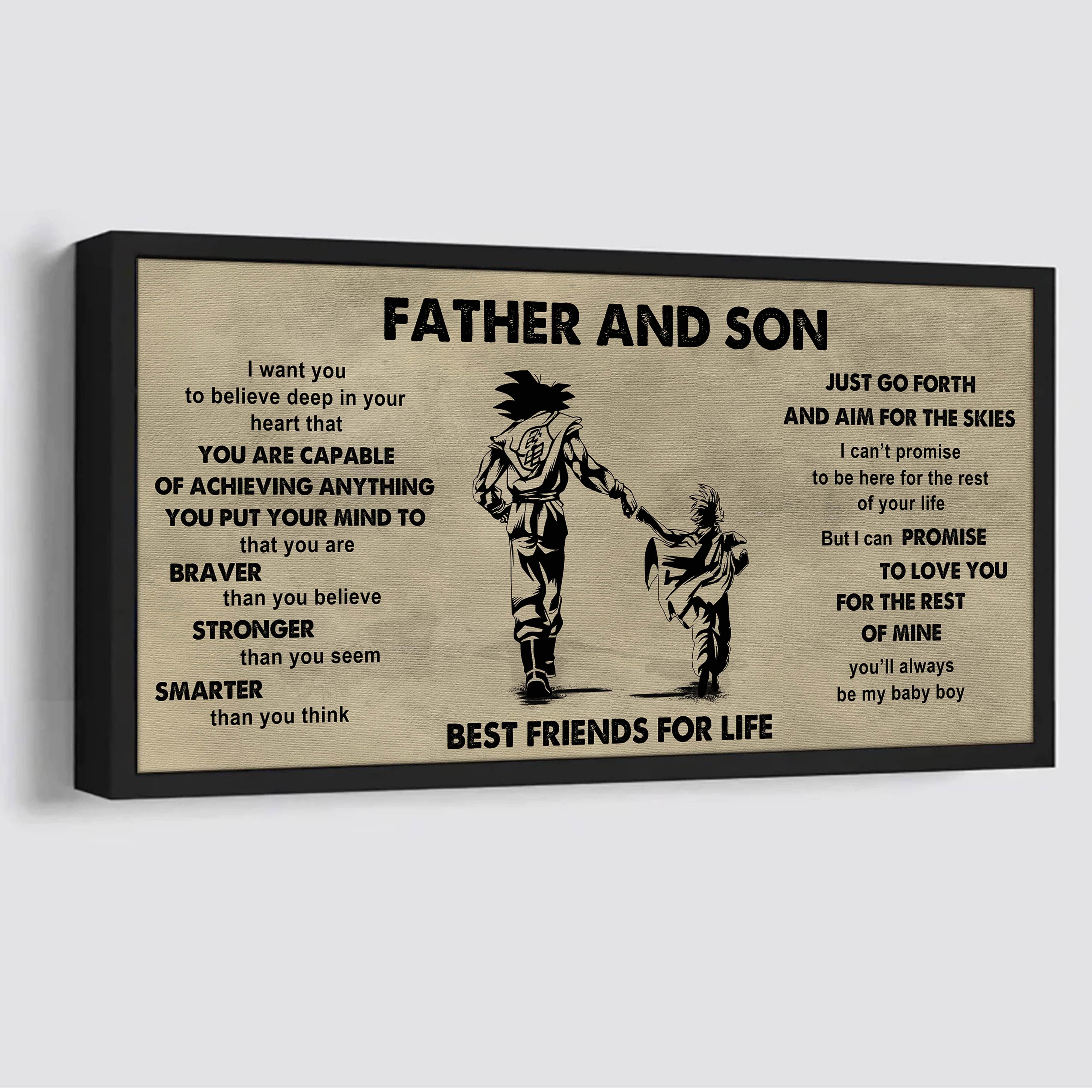 Family photo upload Father And Son Best Friends For Life  - That You Are Braver Than You Believe Poster Canvas Gift For Son From Father