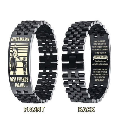 Viking WBH Personalized Double Sided Bracelet Father And Son Best Friends For Life - Message on the back side