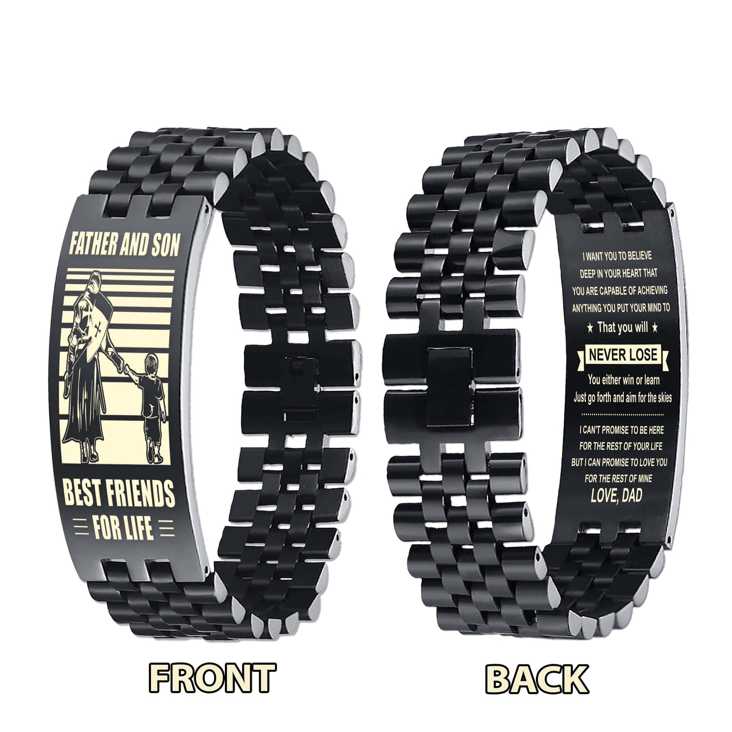 Viking NVL Personalized Double Sided Bracelet Father And Son Best Friends For Life - Message on the back side