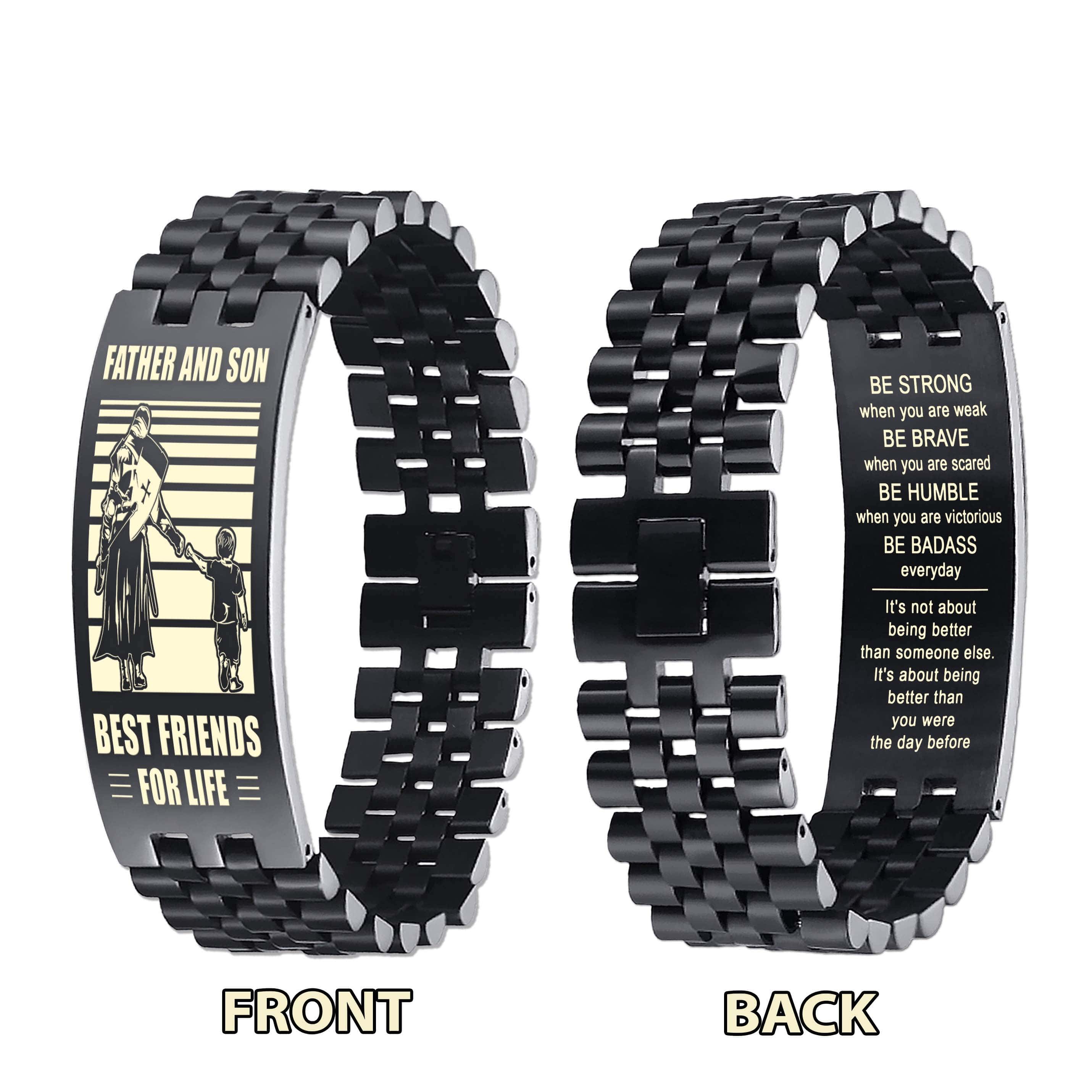 Viking WBH Personalized Double Sided Bracelet Father And Son Best Friends For Life - Message on the back side