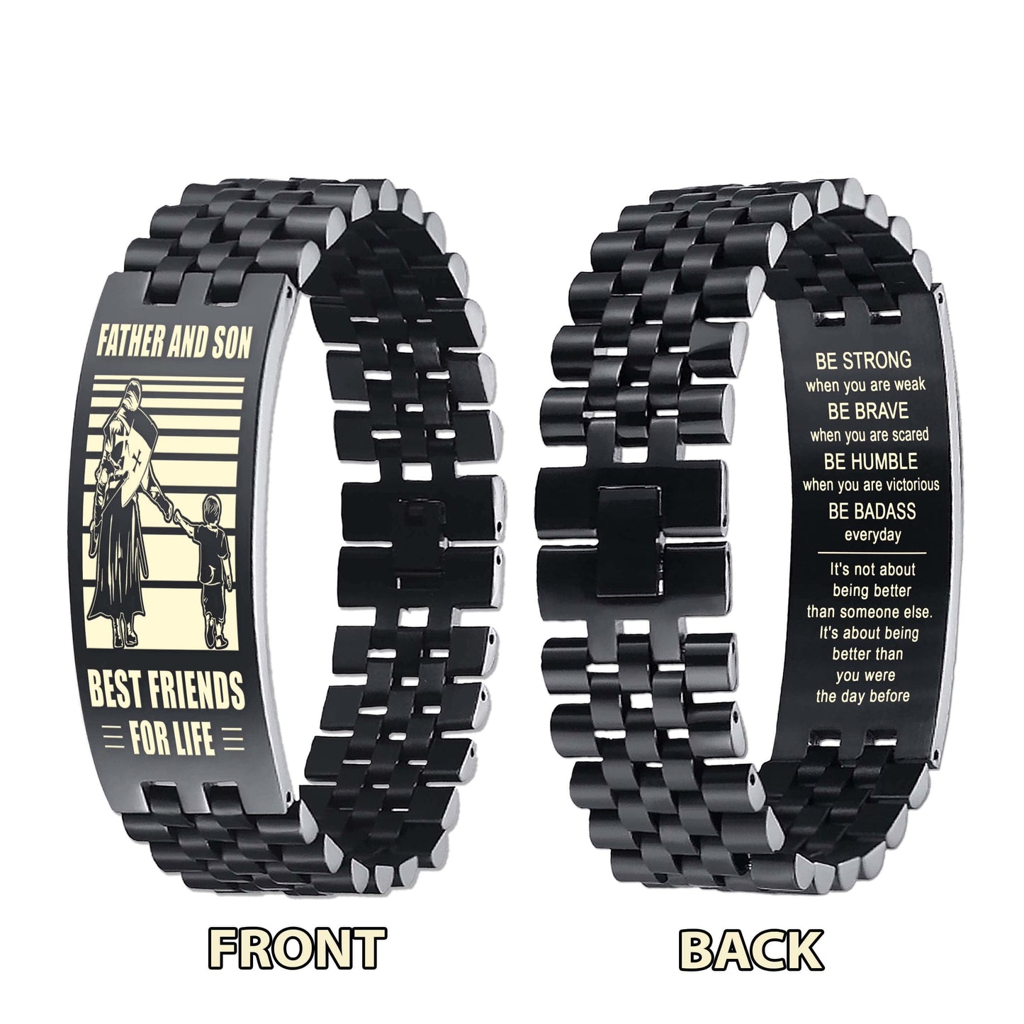 Viking ANT Personalized Double Sided Bracelet Father And Son Best Friends For Life - Message on the back side