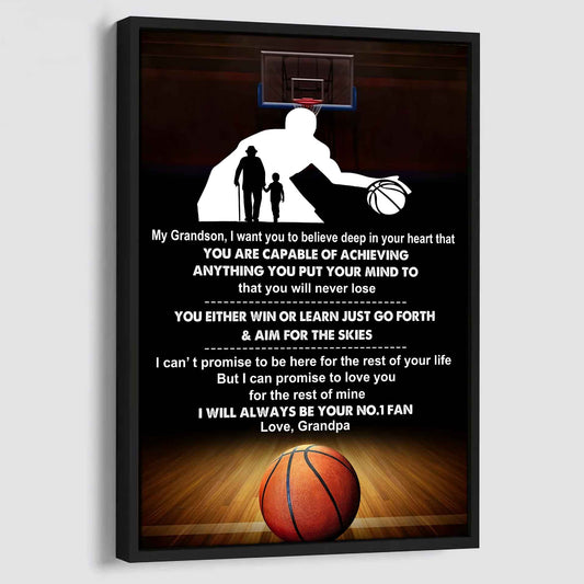 Baseball Poster Canvas Granpa To Grandson - That You Will Never Lose You Either Win Or Learn I Will Always Your No 1 Fan